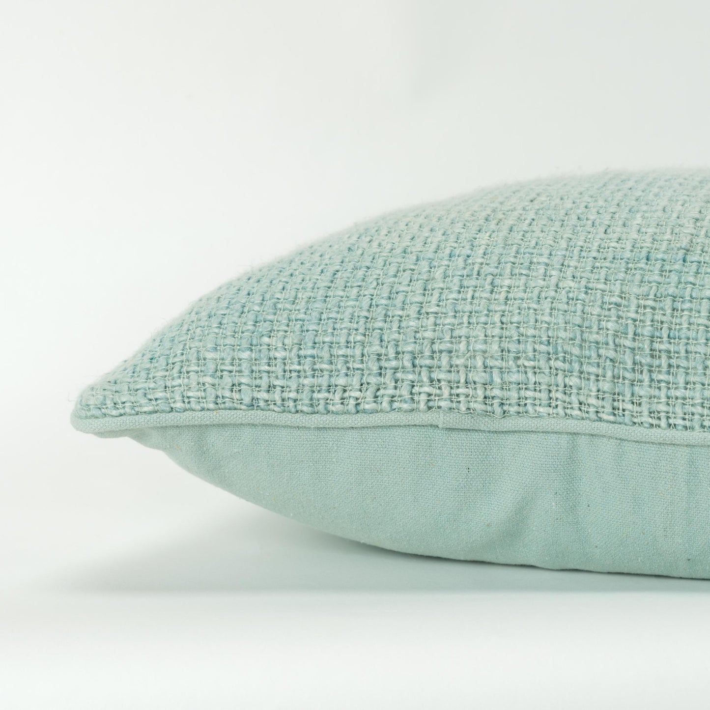Mint Green Weave Cotton Blend Pillow