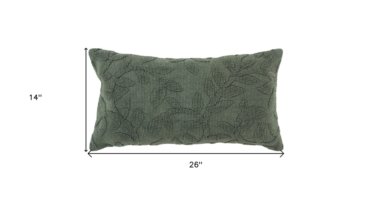Green Botanical Cotton Pillow w/ Texture