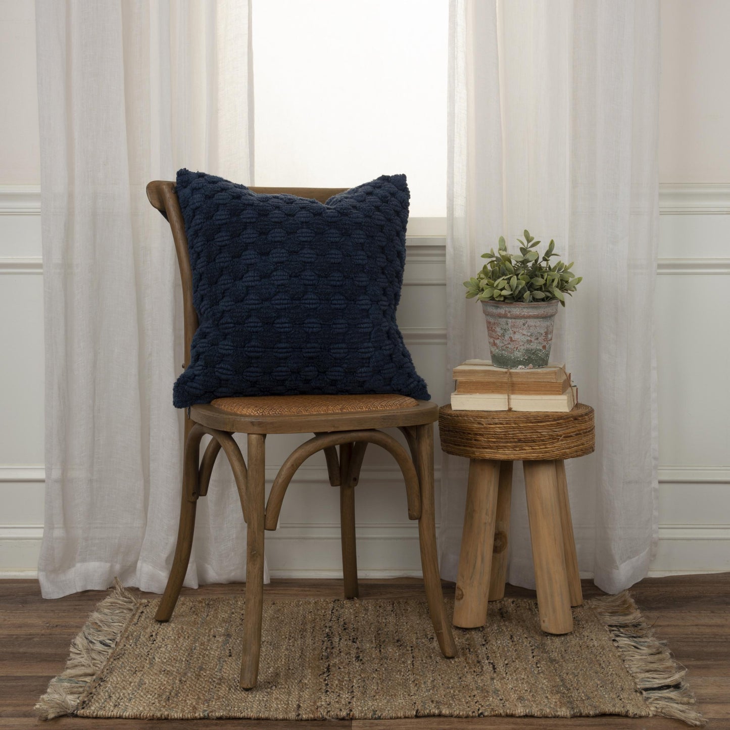 Blue Cotton Pillow w/ Texture