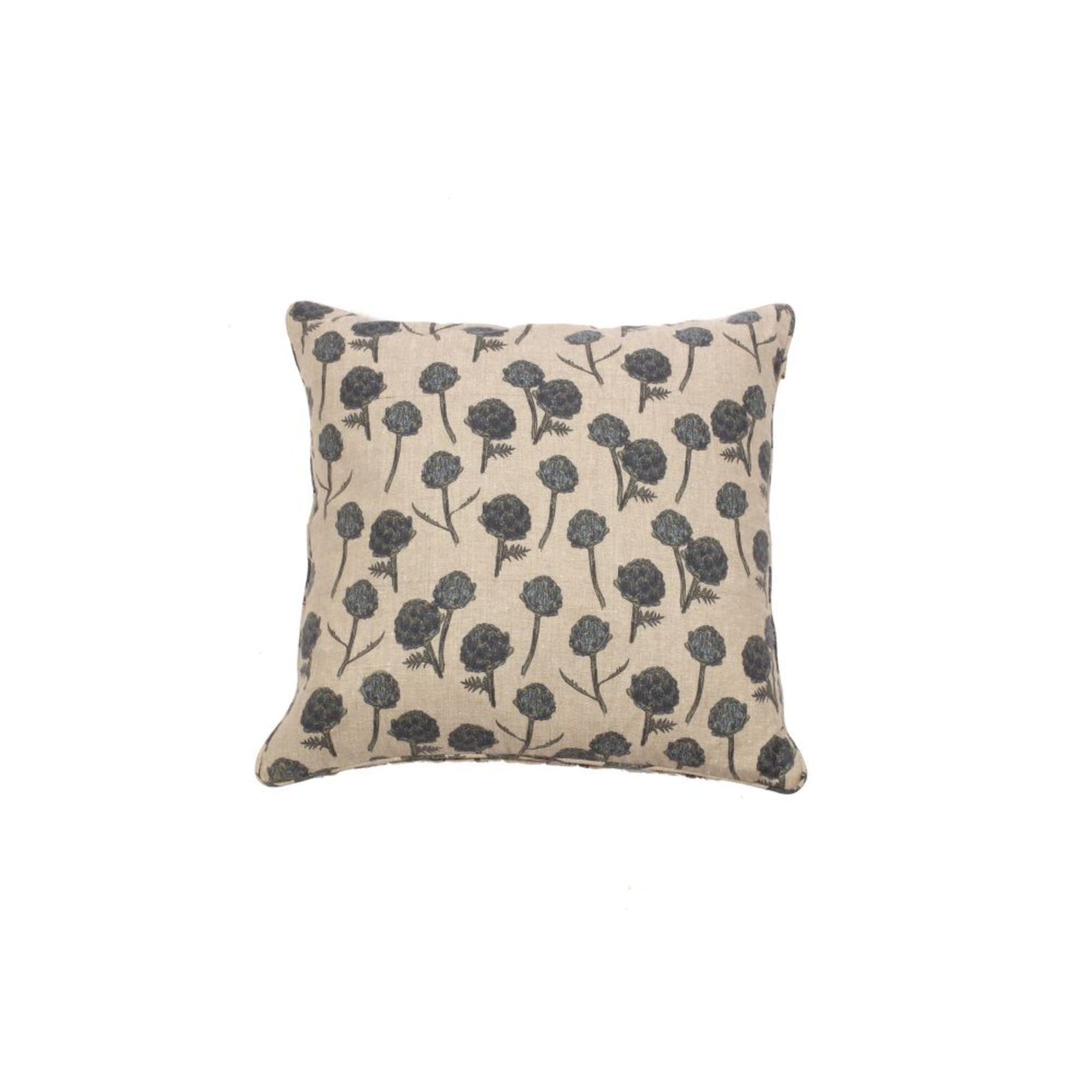 Beige & Blue Artichoke Cotton Pillow
