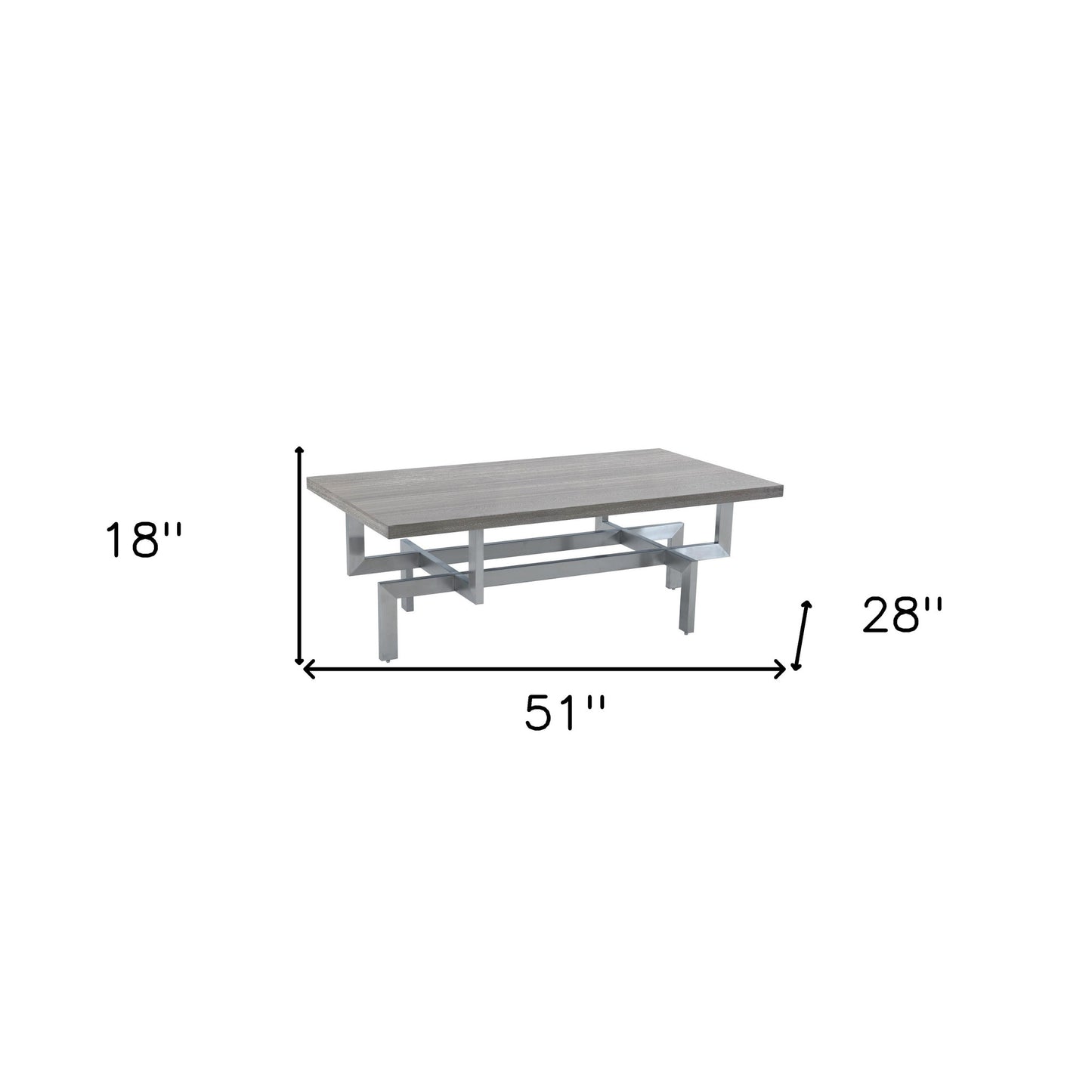 Gray & Silver Stainless Steel Coffee Table