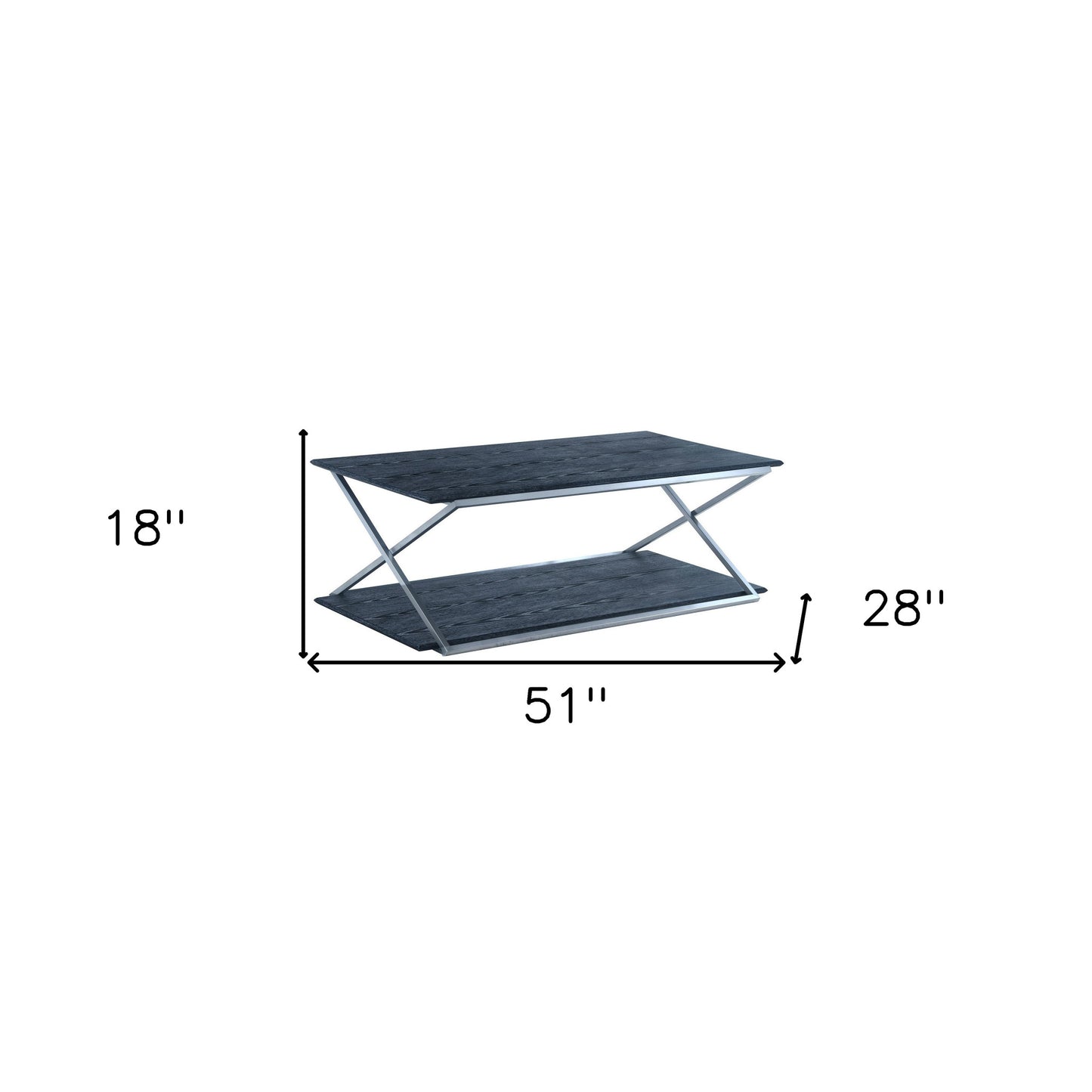 Black & Silver Stainless Steel Coffee Table