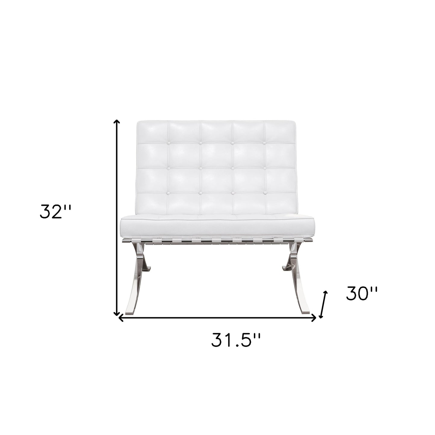White & Silver Italian Leather Tufted Lounge Chair