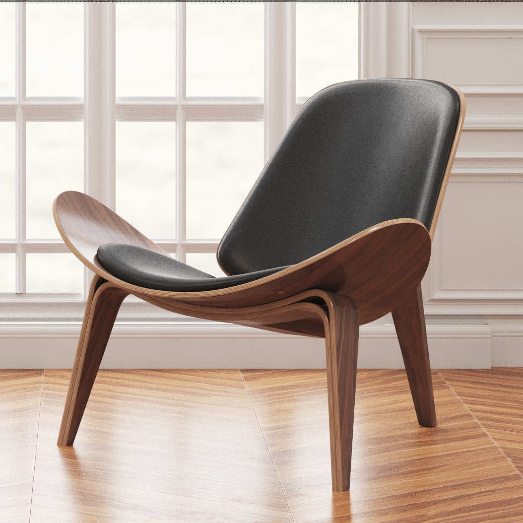 Black & Brown Genuine Leather Lounge Chair