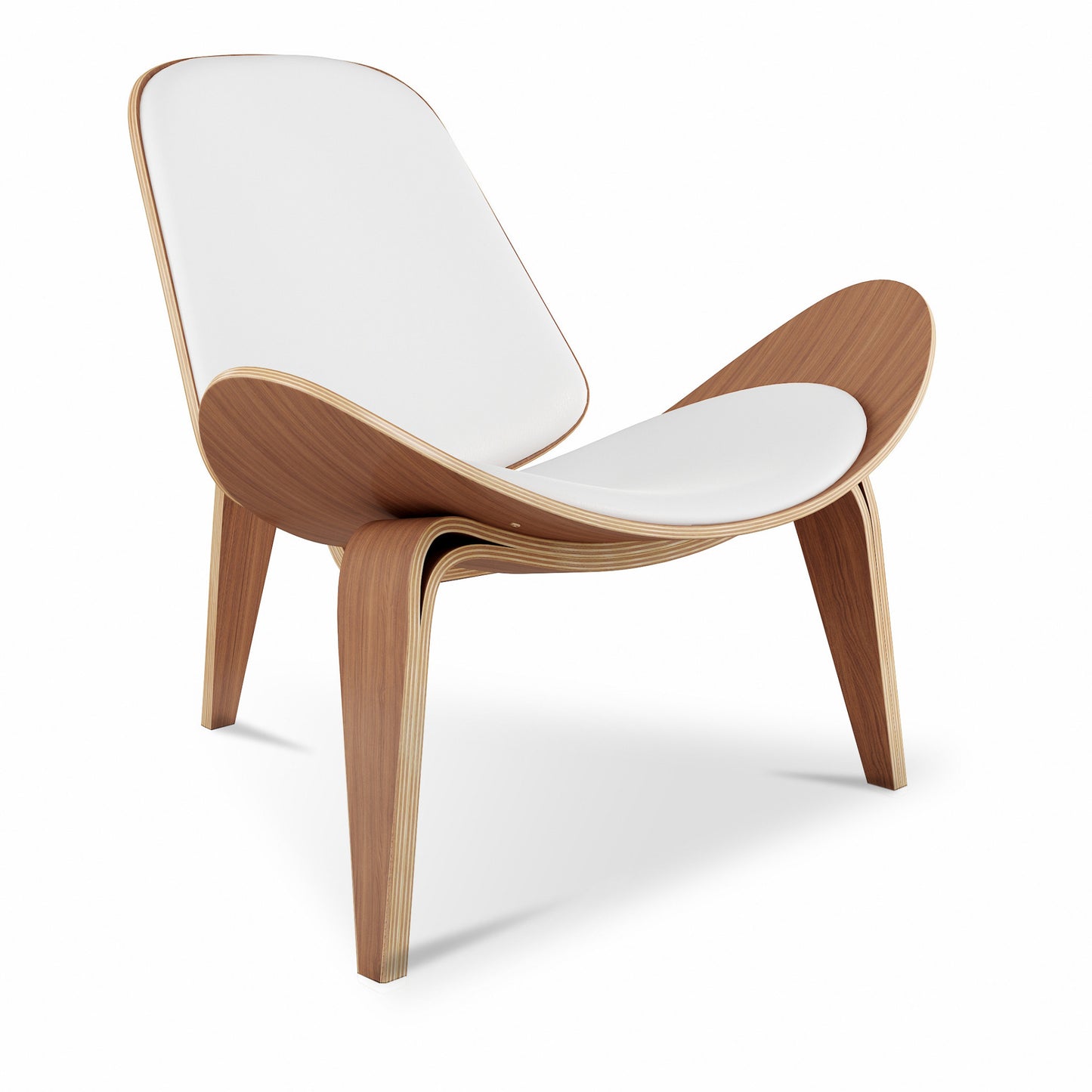 White & Brown Genuine Leather Lounge Chair