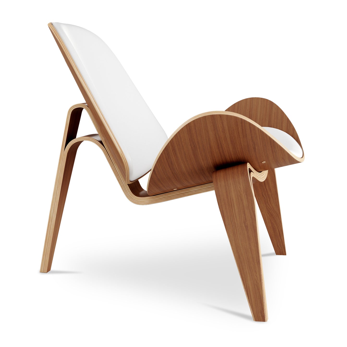 White & Brown Genuine Leather Lounge Chair