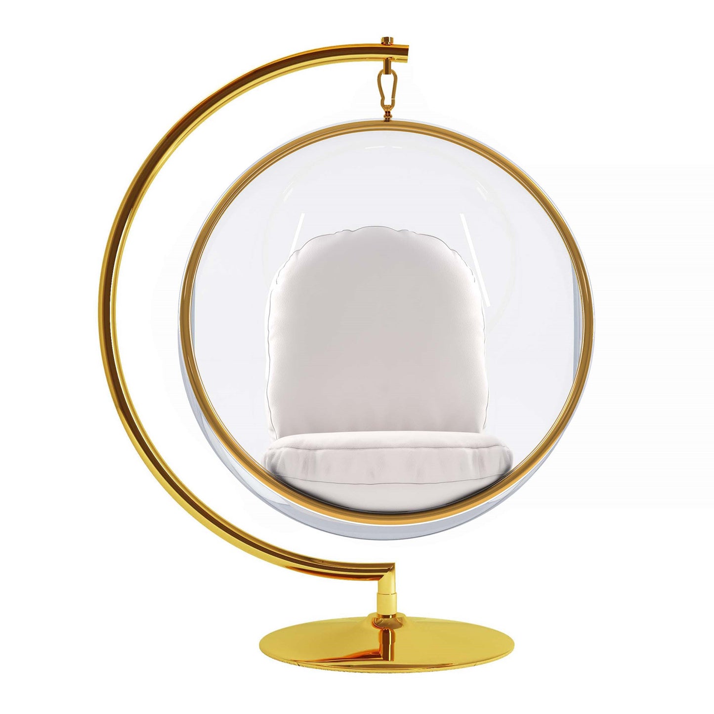 White & Gold Faux Leather Balloon Chair