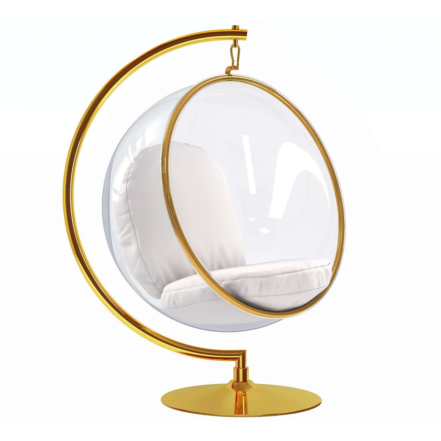 White & Gold Faux Leather Balloon Chair