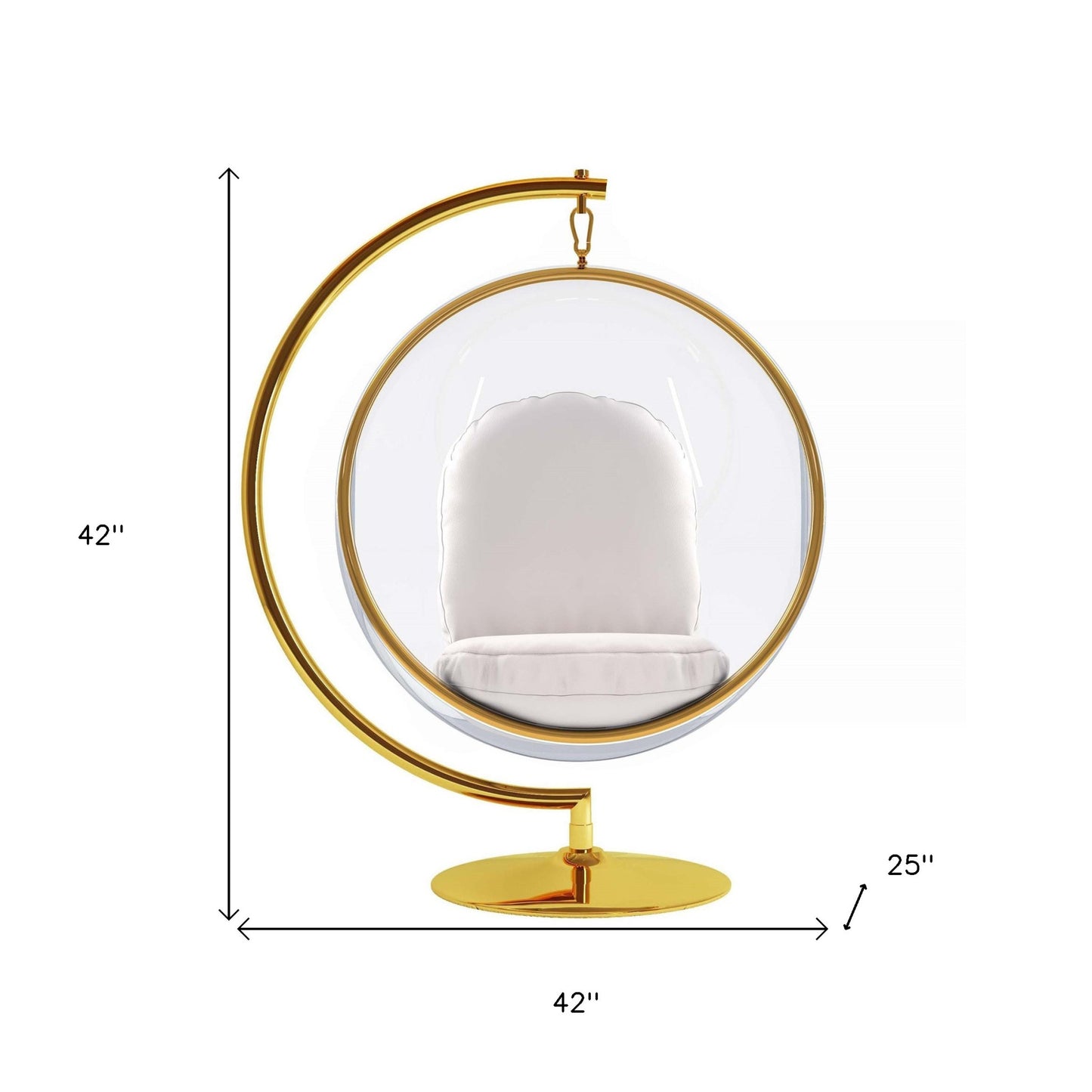 White & Gold Faux Leather Balloon Chair