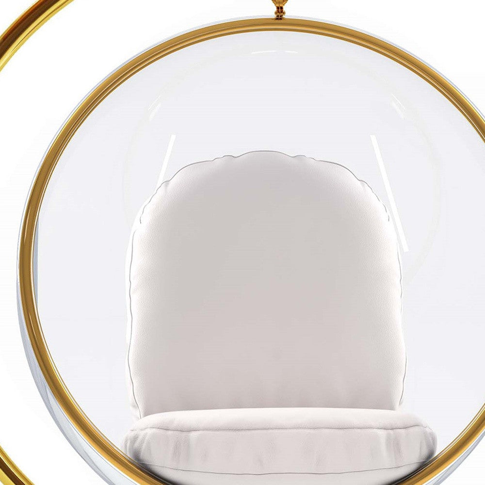White & Gold Faux Leather Balloon Chair