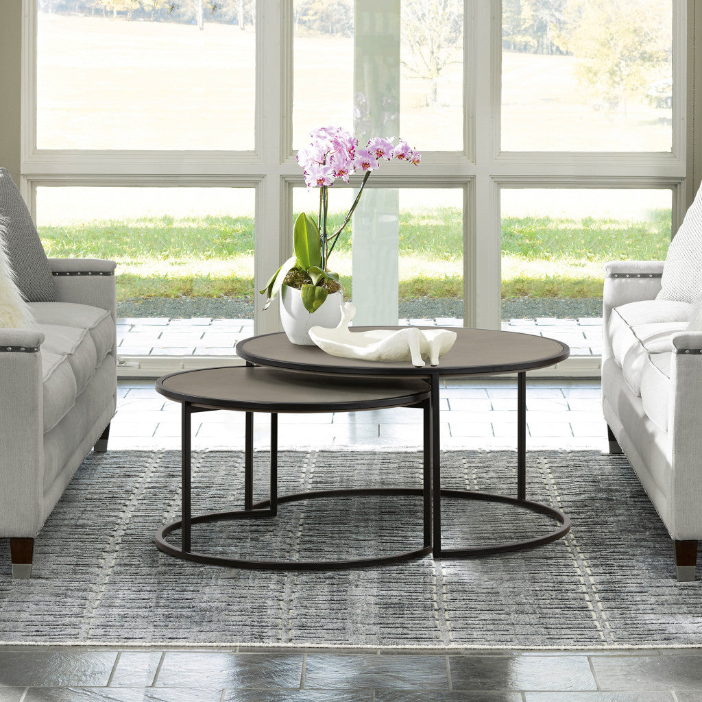 Gray & Black Concrete & Metal Round Nesting Tables