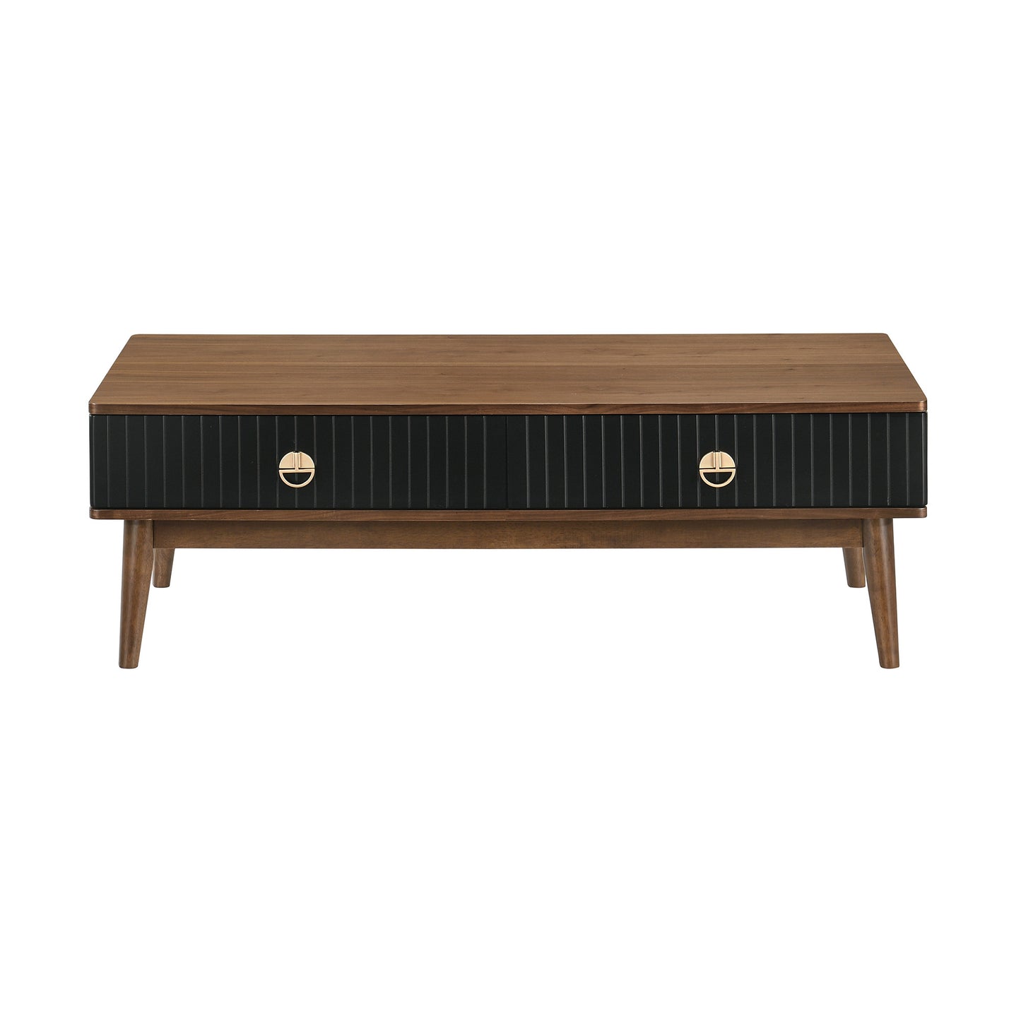 Brown & Black Coffee Table w/ 2 Drawers