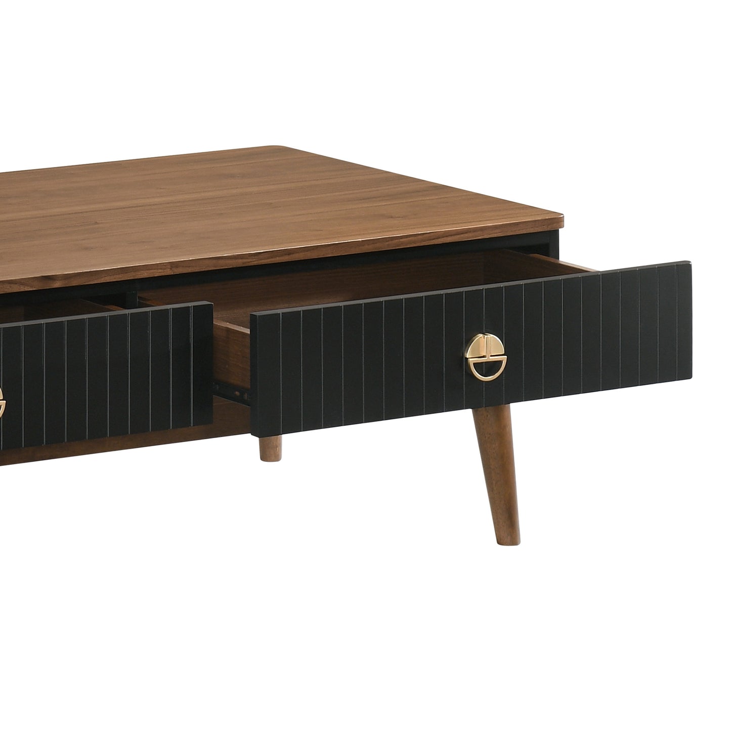 Brown & Black Coffee Table w/ 2 Drawers