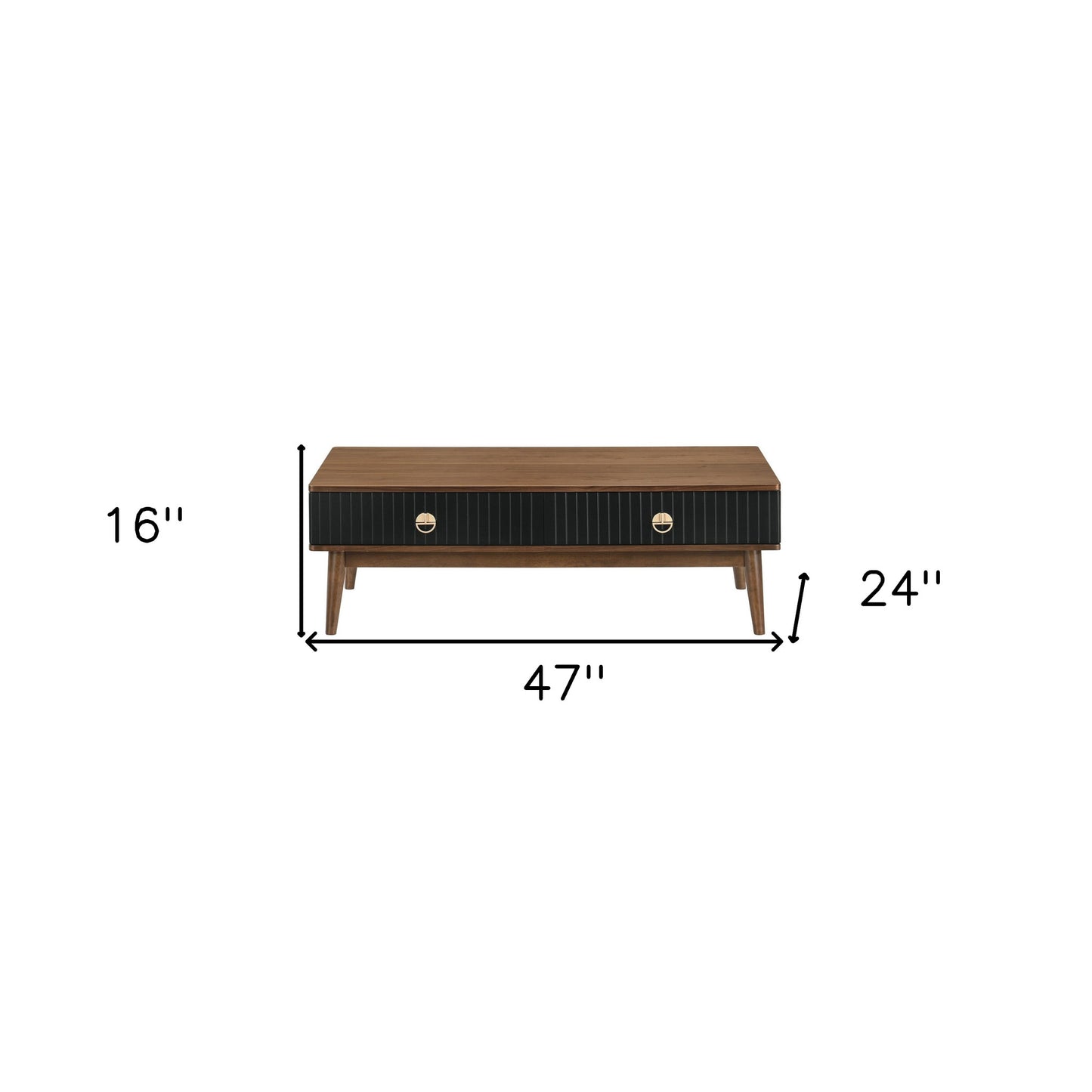 Brown & Black Coffee Table w/ 2 Drawers