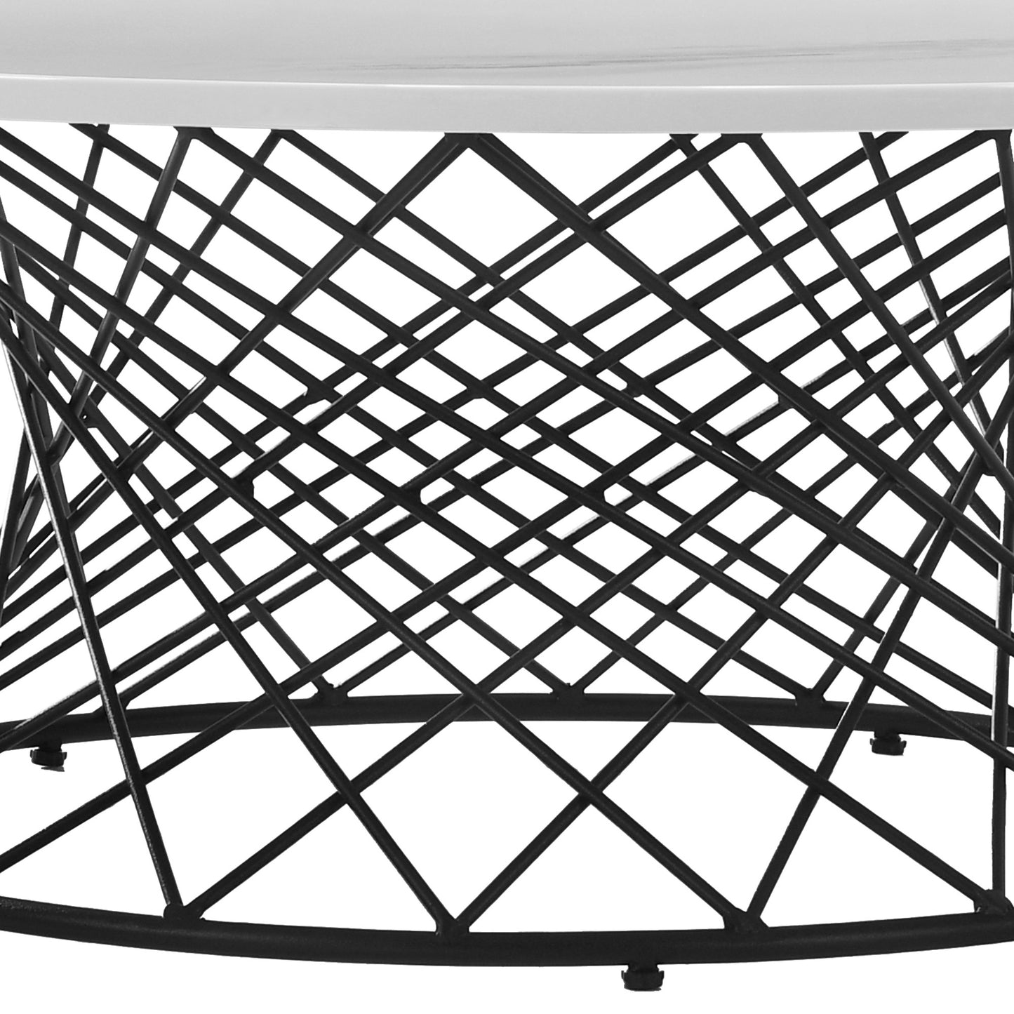 White & Black Genuine Marble & Metal Round Coffee Table
