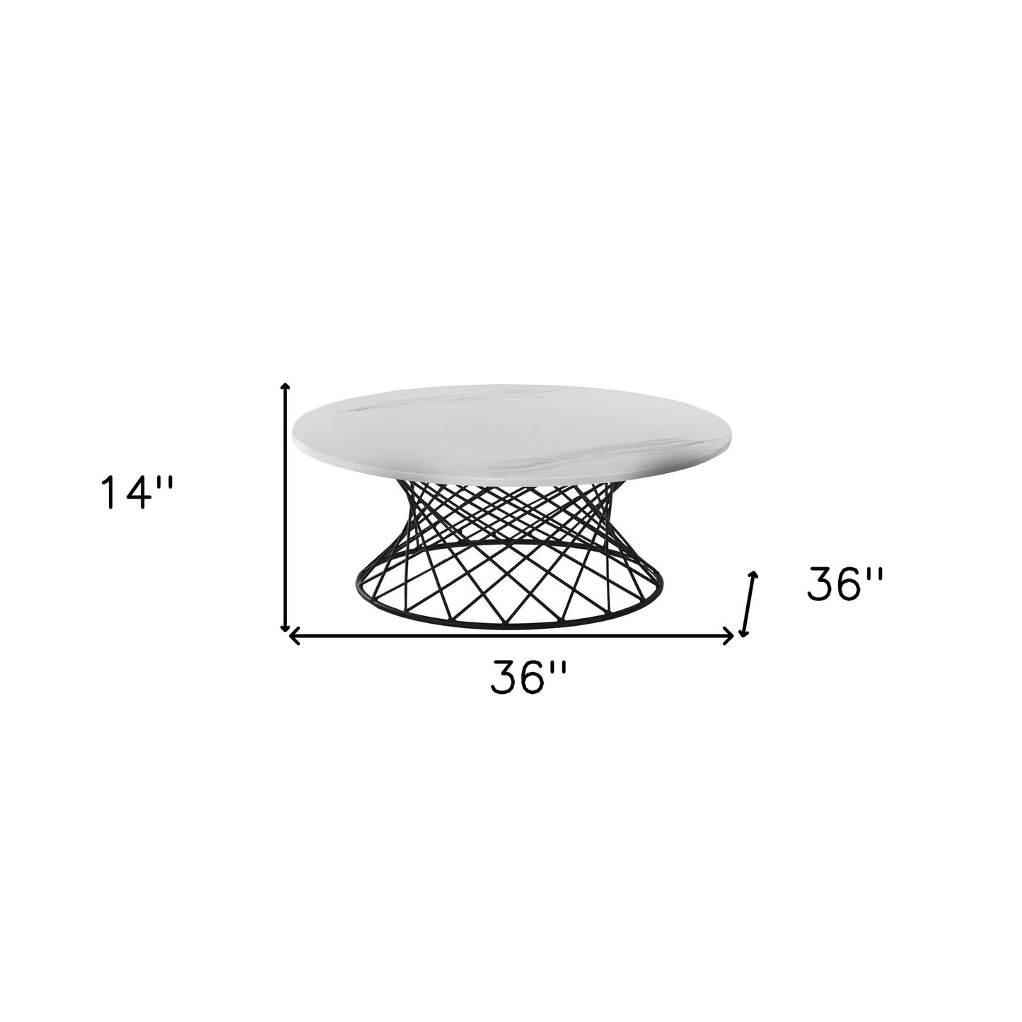 White & Black Genuine Marble & Metal Round Coffee Table