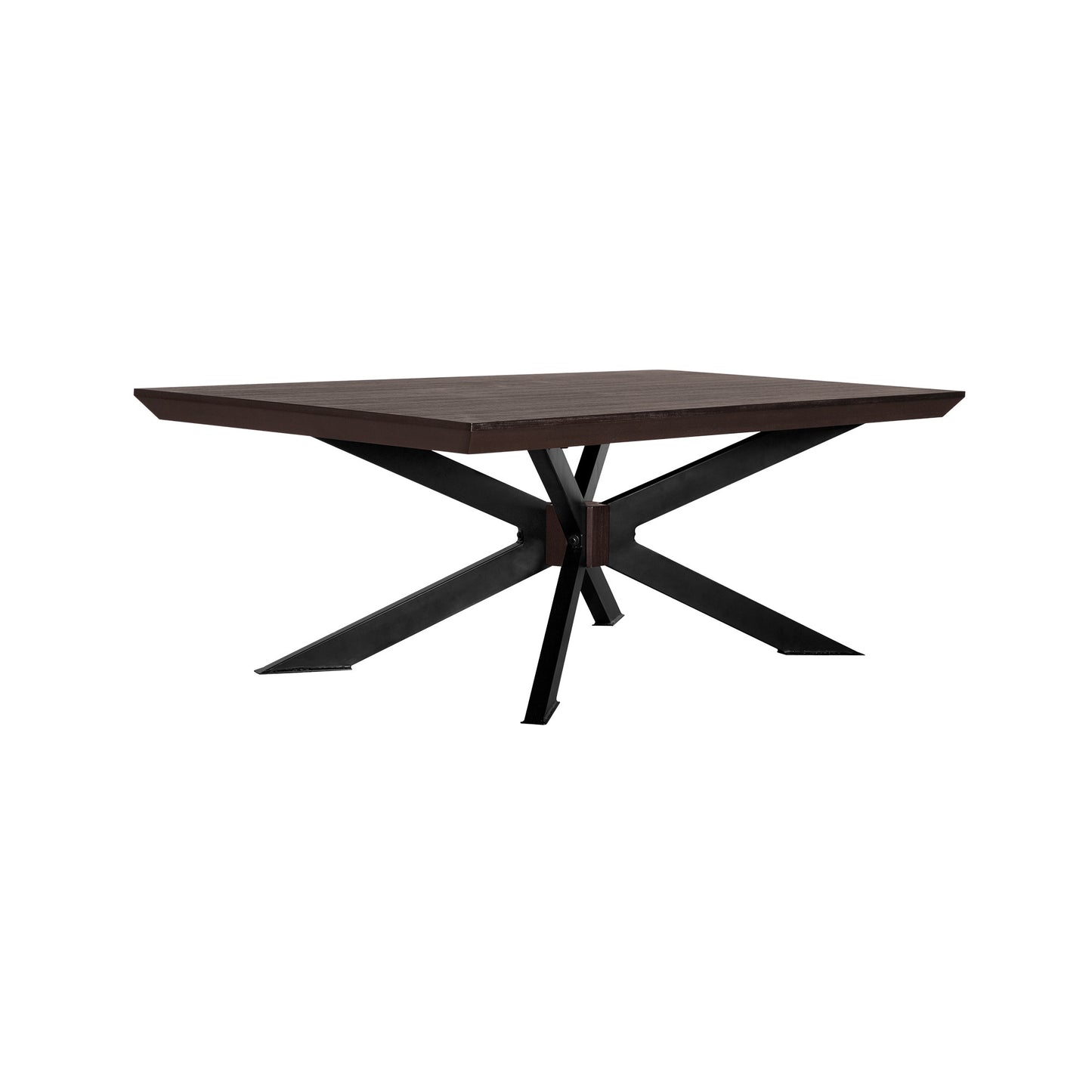 Brown & Black Solid Wood & Metal Coffee Table