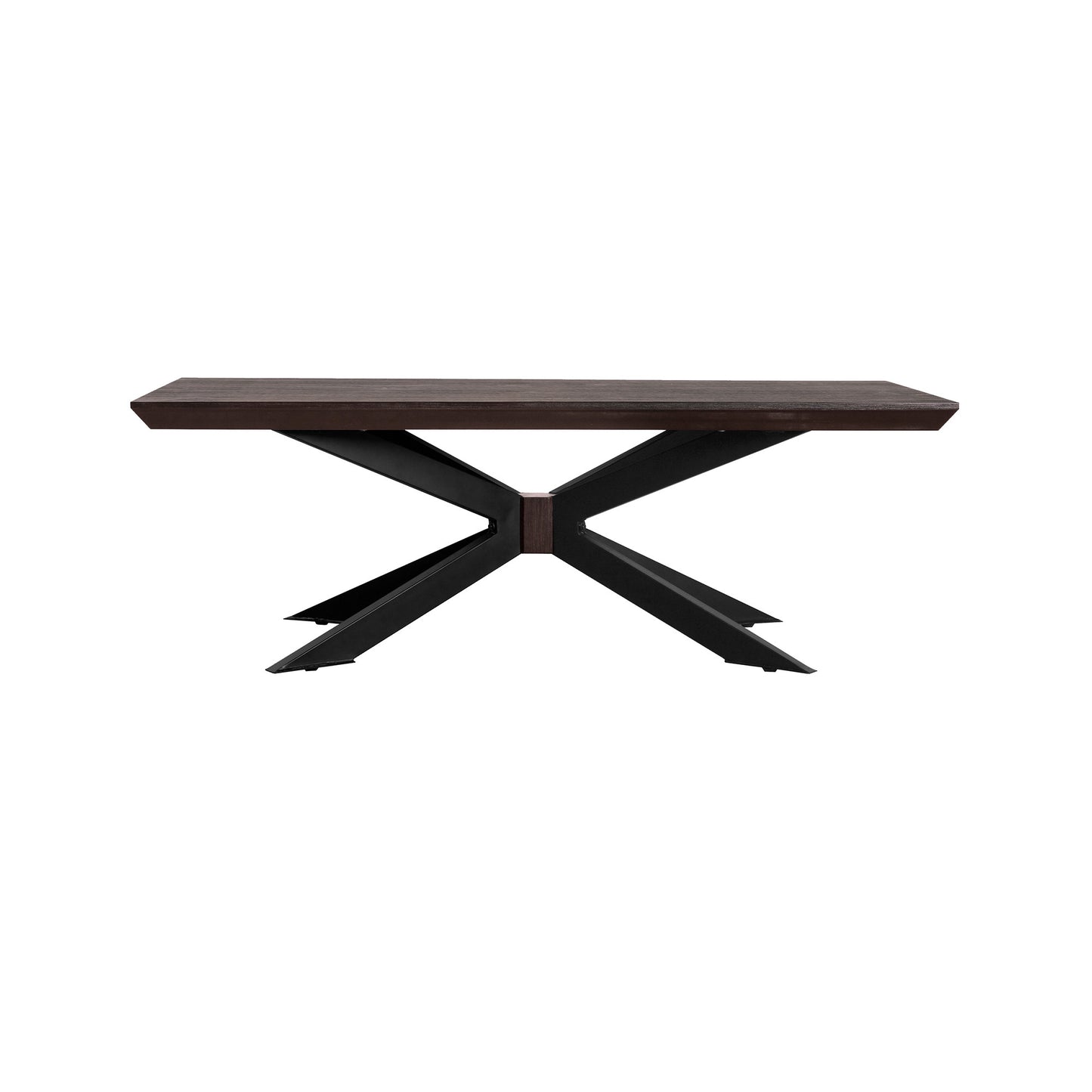 Brown & Black Solid Wood & Metal Coffee Table