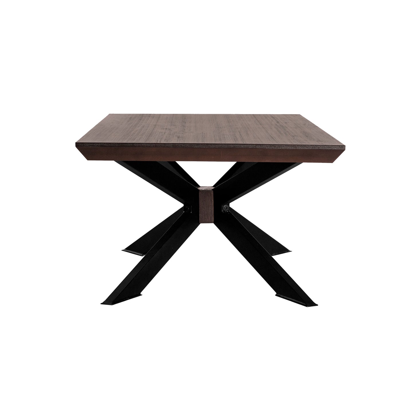 Brown & Black Solid Wood & Metal Coffee Table