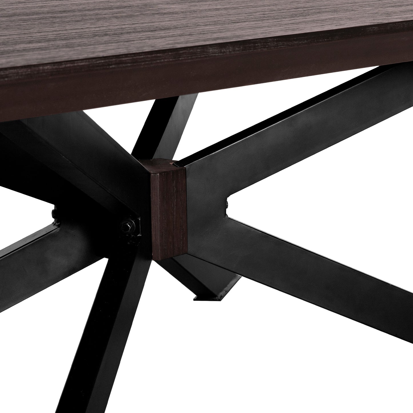 Brown & Black Solid Wood & Metal Coffee Table