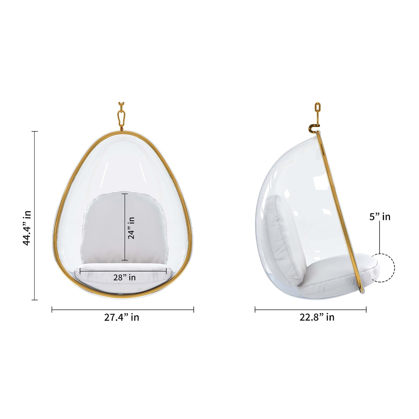 White & Gold Faux Leather Balloon Chair