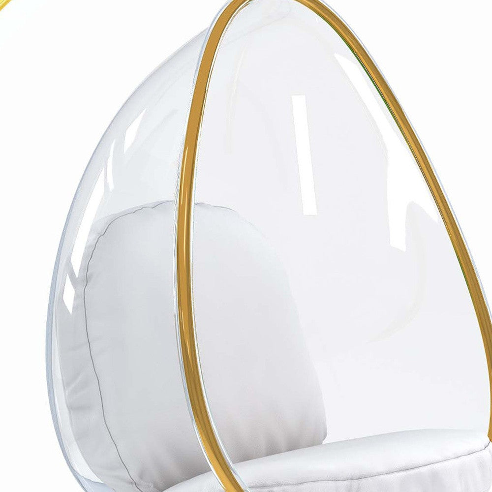 White & Gold Faux Leather Balloon Chair