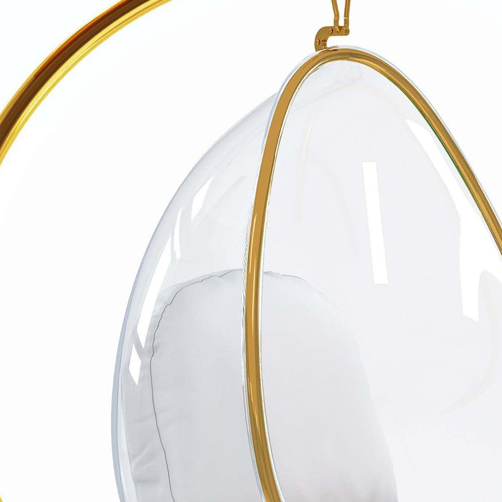 White & Gold Faux Leather Balloon Chair