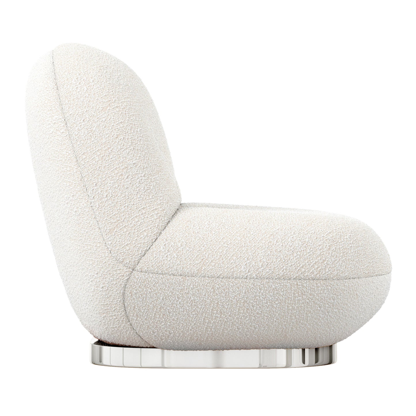 White & Silver Boucle Slipper Chair
