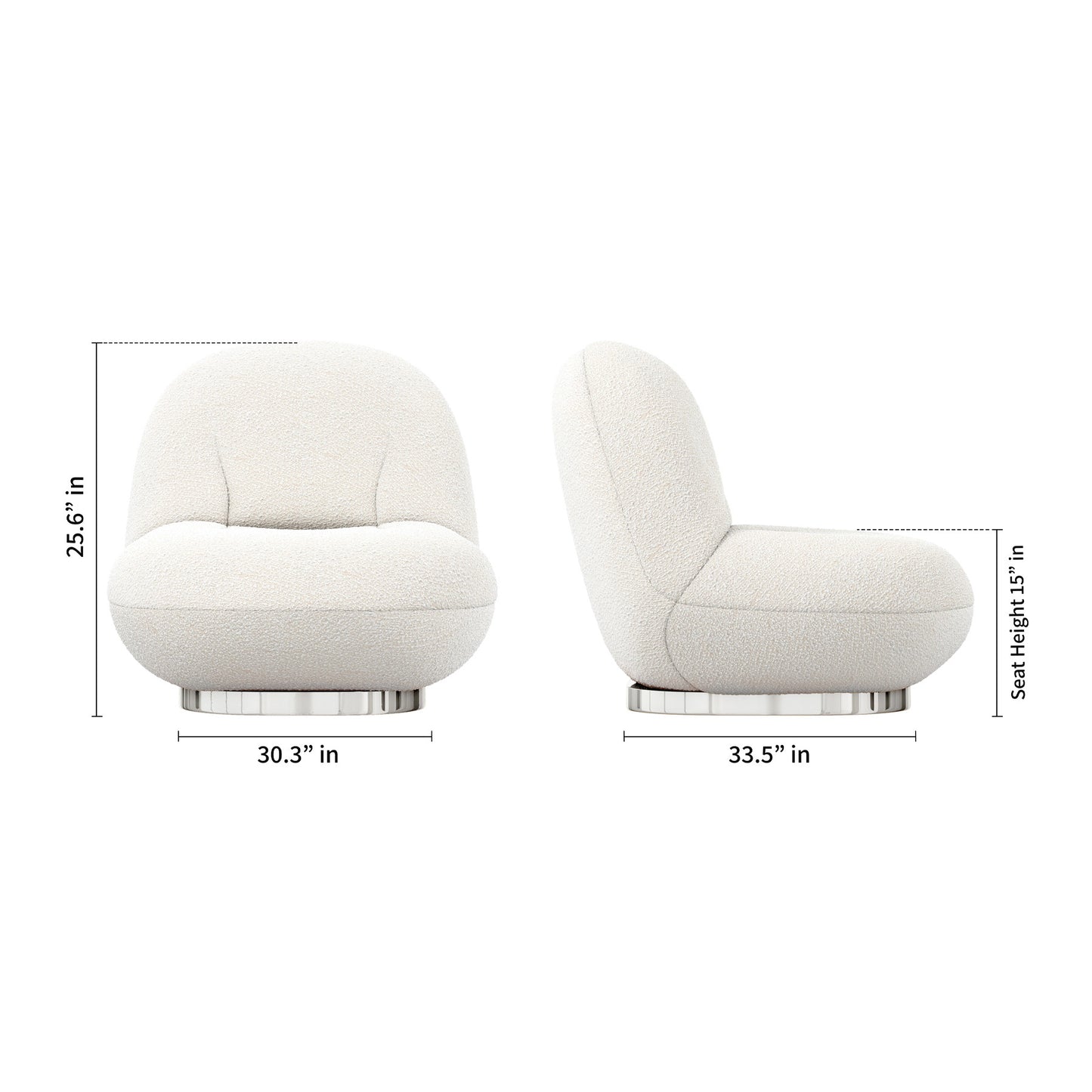 White & Silver Boucle Slipper Chair