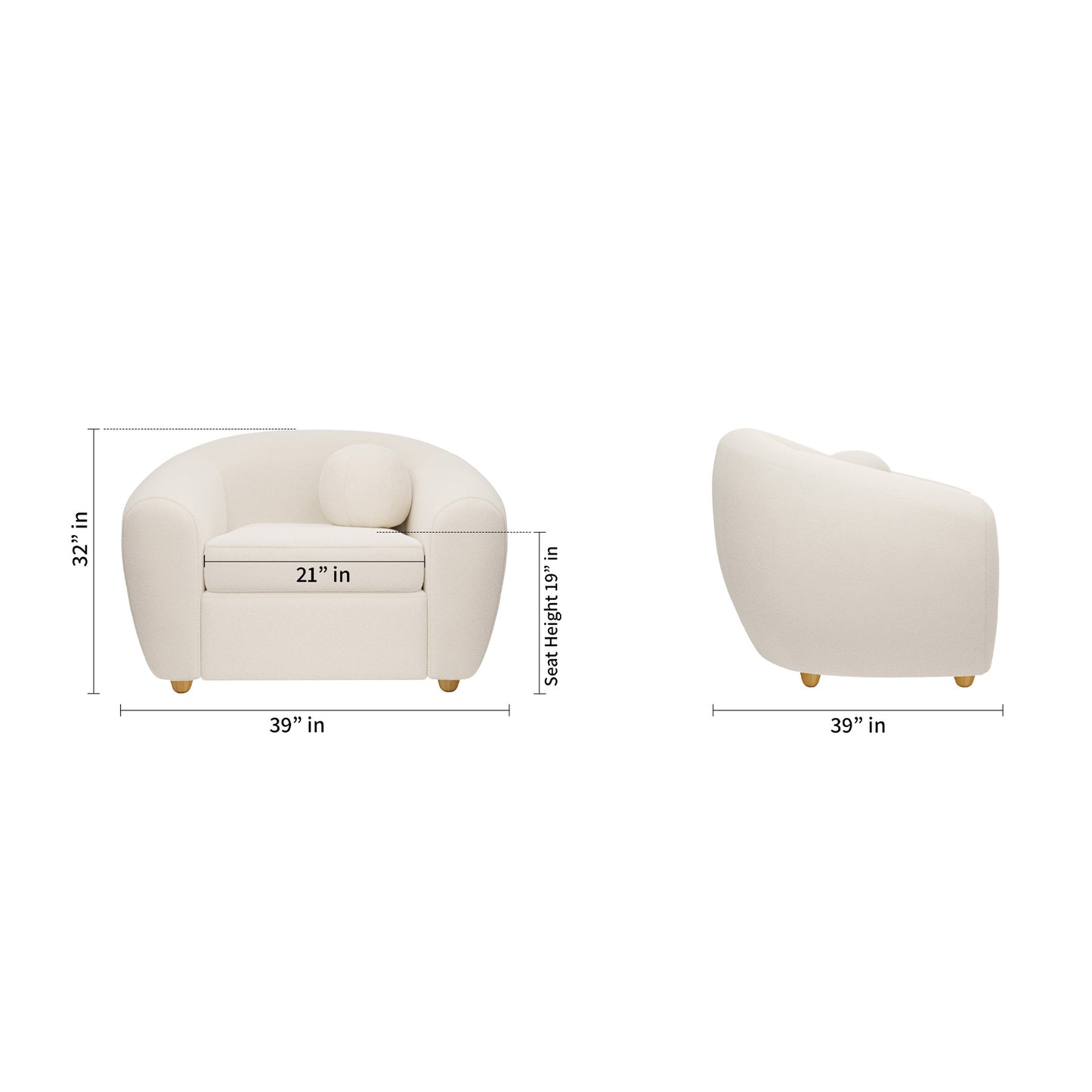 White & Natural Boucle Arm Chair