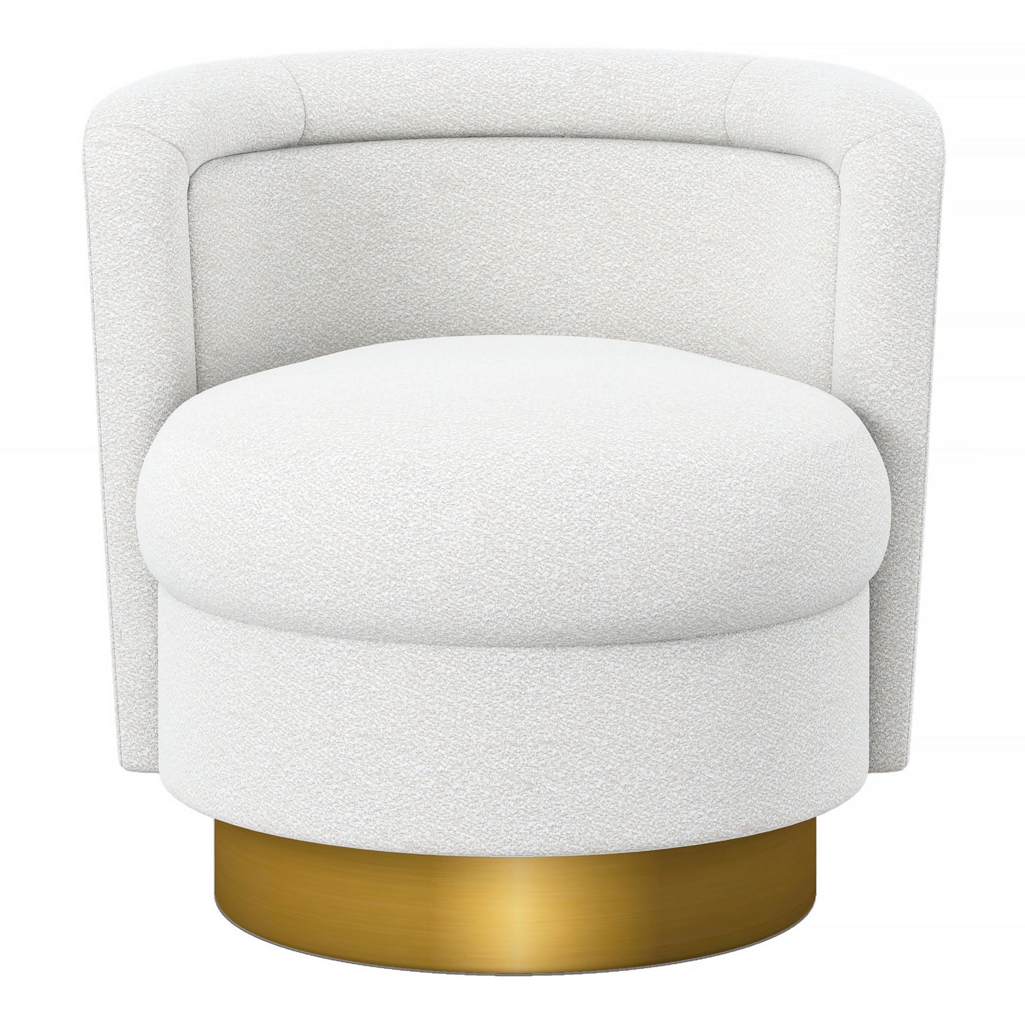 White & Gold Boucle Swivel Barrel Chair