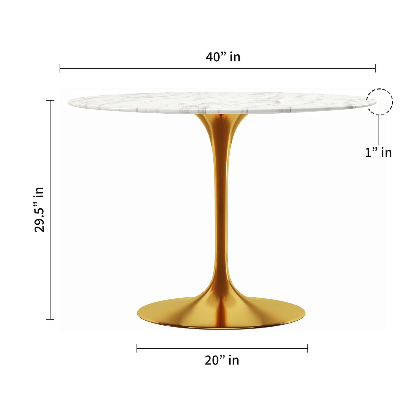 White And Gold Rounded Marble And Metal Pedestal Base Dining Table