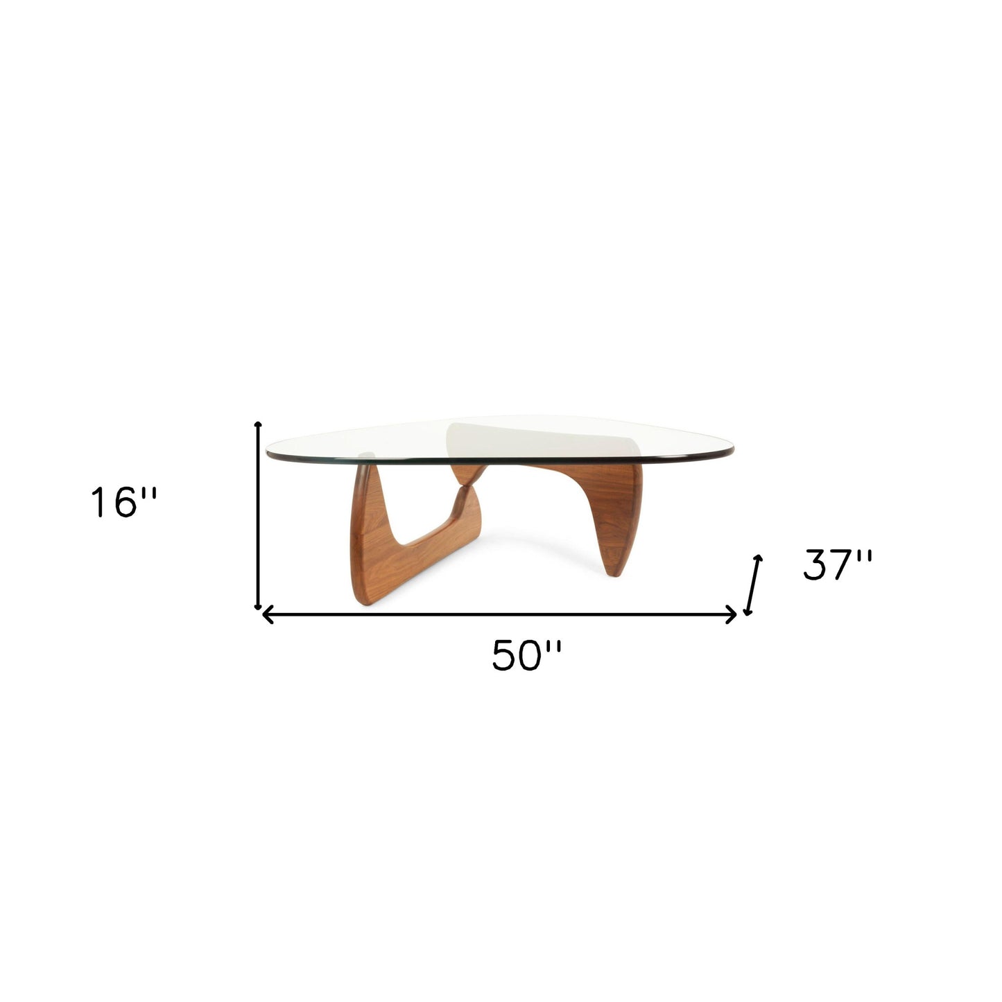 Clear & Brown Glass & Solid Wood Triangle Coffee Table