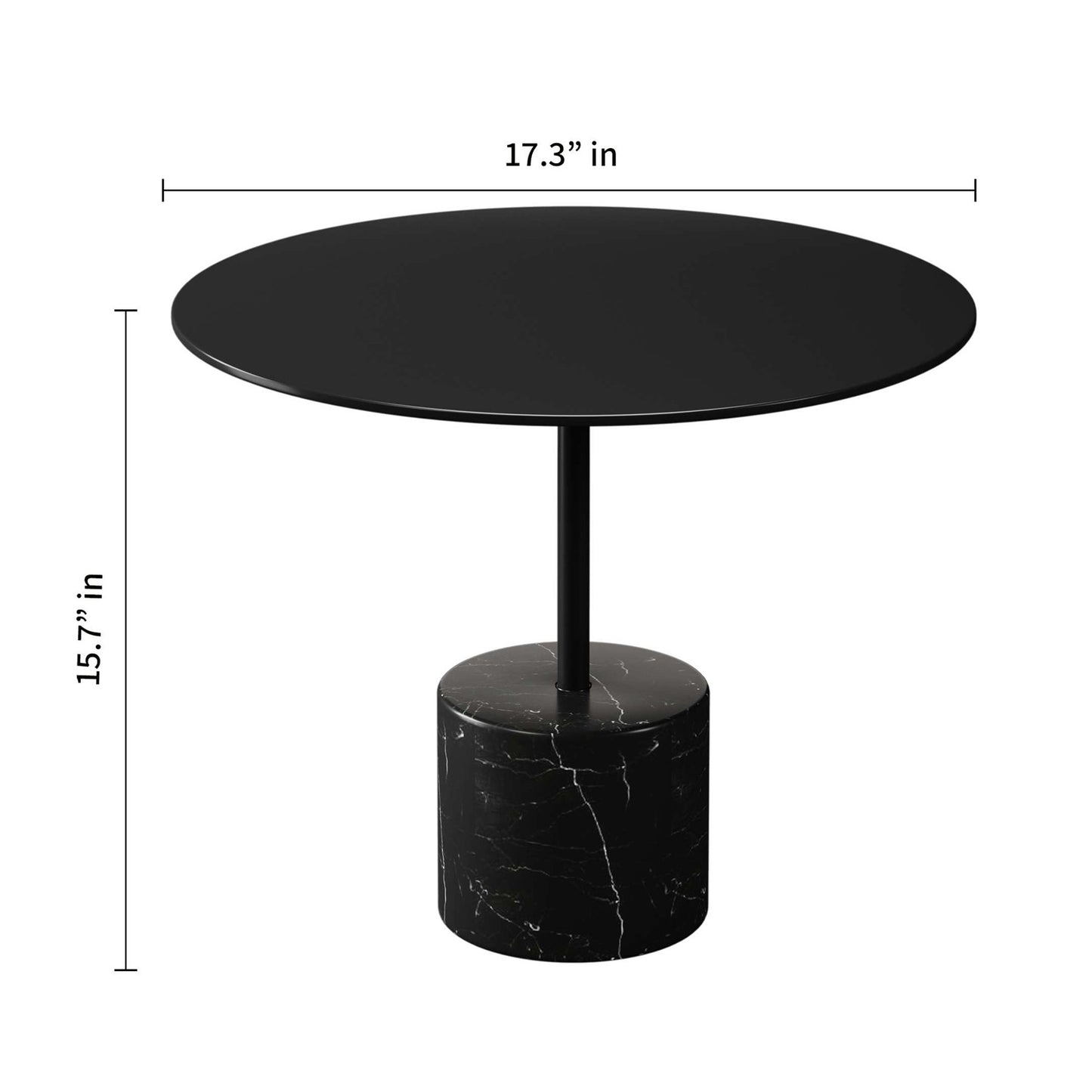 Black Steel & Stone Round Coffee Table