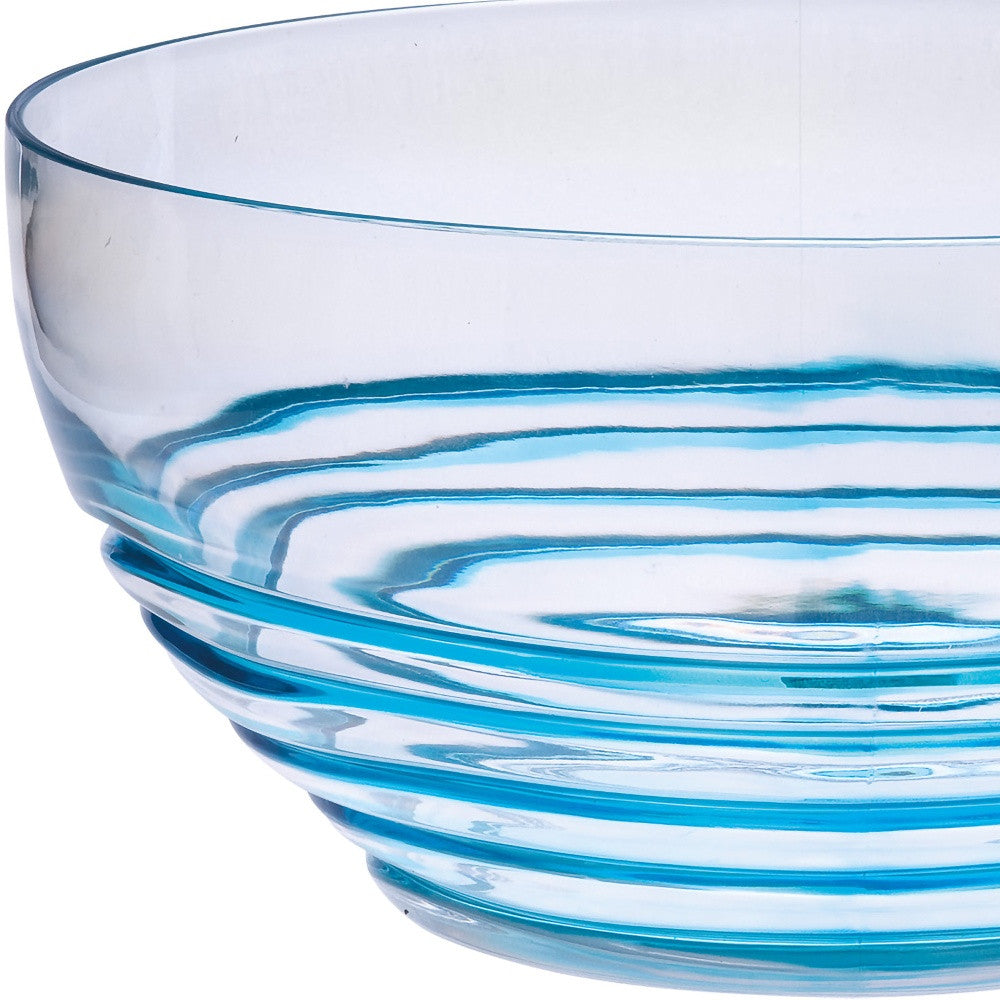 Clear and Blue Swirl Acrylic Round Salad Bowl