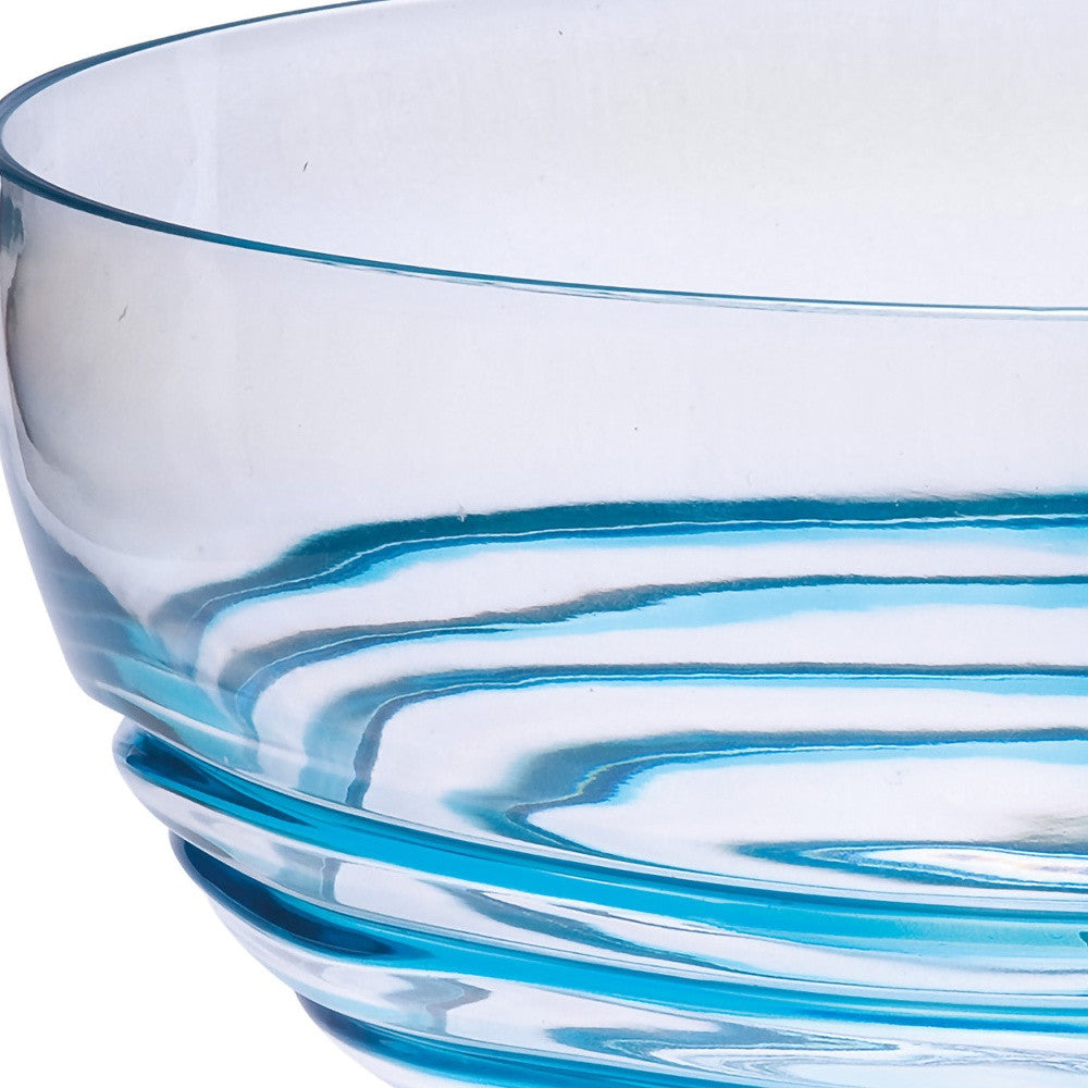 Clear and Blue Swirl Acrylic Round Salad Bowl