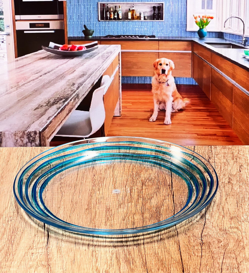 Blue 4-Piece Round Swirl Acrylic Set of 4 Salad Plate Set