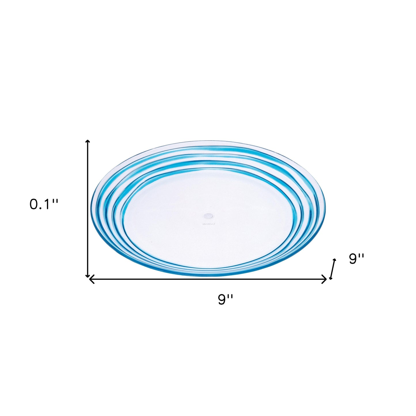 Blue 4-Piece Round Swirl Acrylic Set of 4 Salad Plate Set