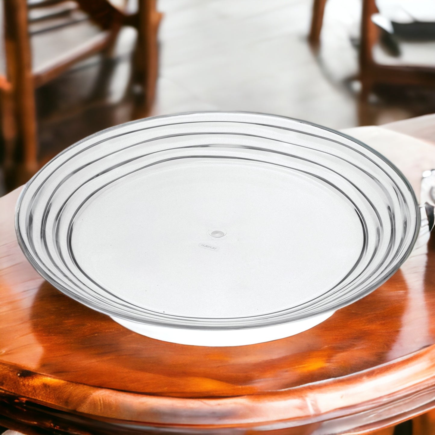 Clear 4-Piece Round Swirl Acrylic Set of 4 Dinner Plate Set
