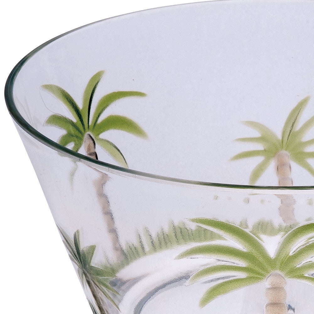 Clear and Green 4-Piece Palm Tree Acrylic Set of 4 Bowl Set