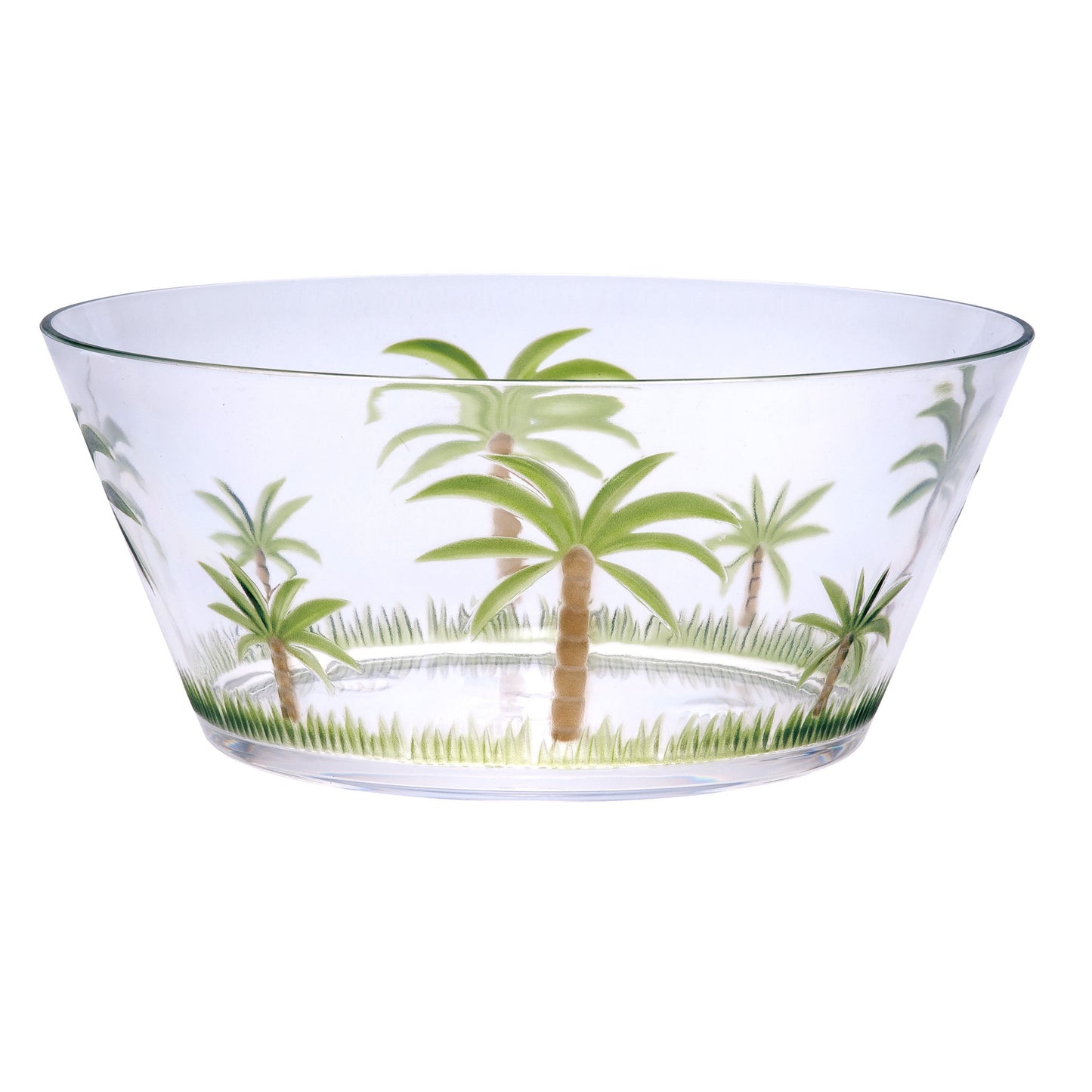 Clear and Green Palm Tree Acrylic Round Salad Bowl