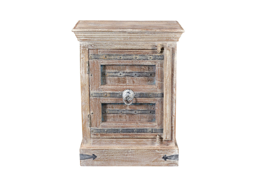 Distressed White Solid Wood Nightstand