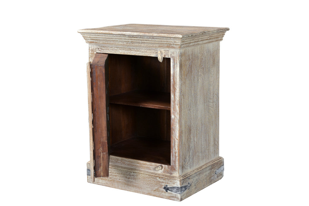 Distressed White Solid Wood Nightstand