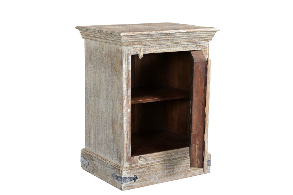 Distressed White Solid Wood Nightstand