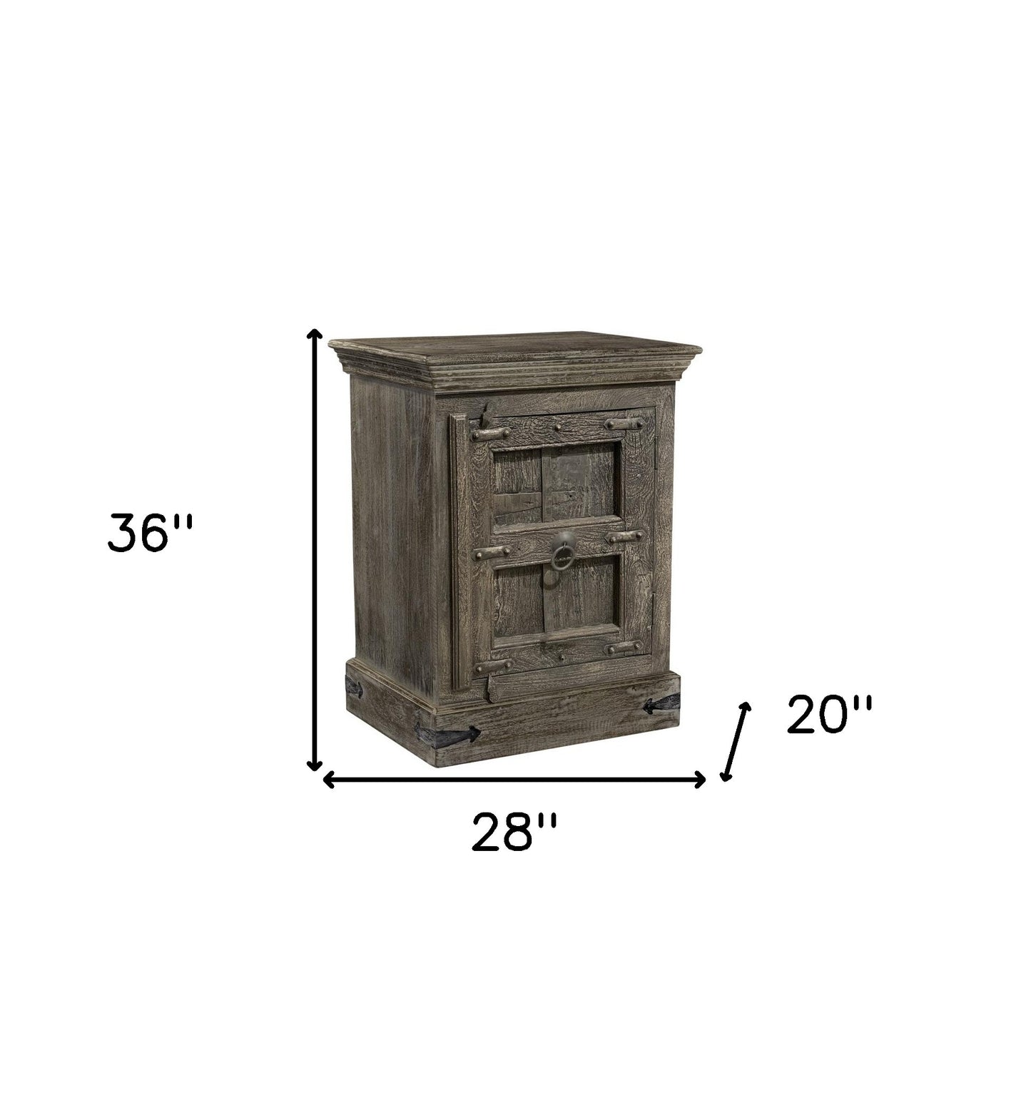 Distressed Brown Solid Wood Nightstand