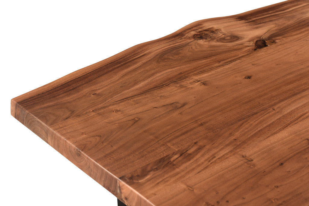 Brown And Black Solid Wood And Metal Dining Table