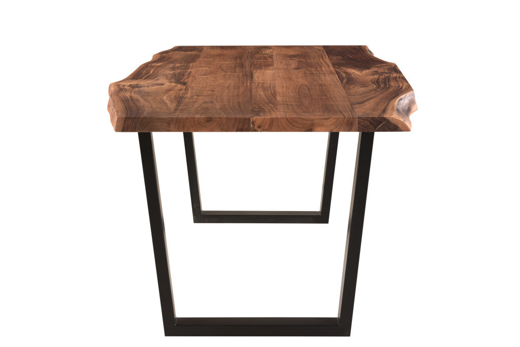 Brown And Black Solid Wood And Metal Dining Table