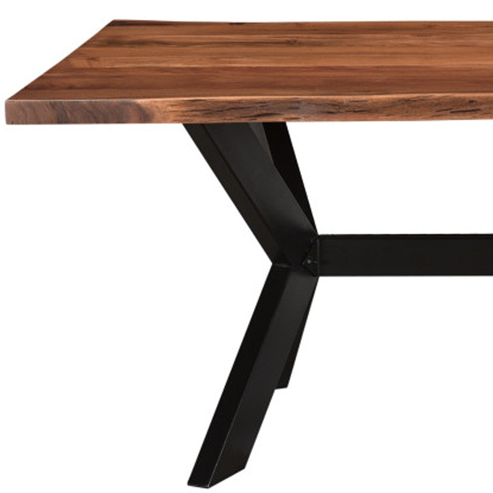 Brown And Black Solid Wood And Metal Trestle Base Dining Table