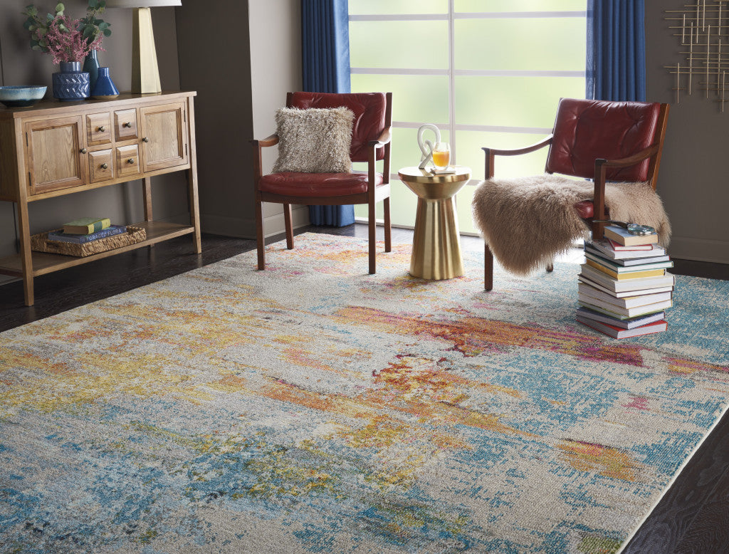 9 x 12 Blue & Gray Power Loom Rug