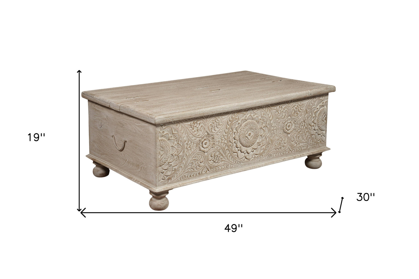 Natural Solid Wood Distressed Lift Top Coffee Table